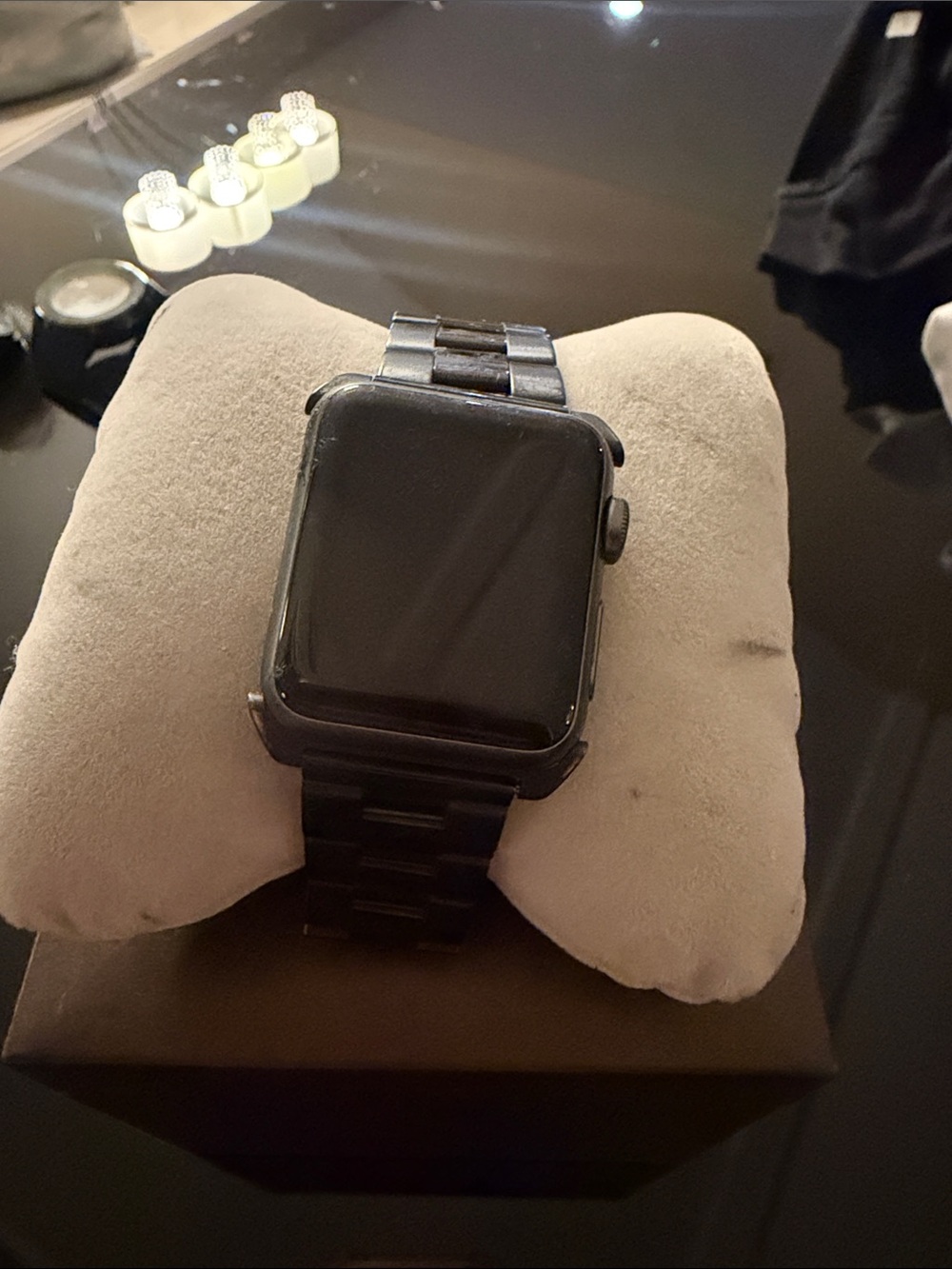 Apple Black Smartwatch with Black Metal Link Band